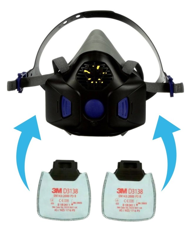 3M D3138 Secure Click protiprachová maska s aktivním uhlím