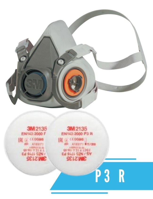 Półmaska 3M 6000 do szlifowania kompletna z filtrami