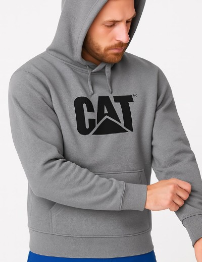 Mikina s kapucí CAT Trademark logo